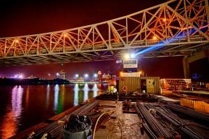 Towboat and Barge Delivering Concrete for Pouring the Eastern Base for the Tower at Pier Four. #1