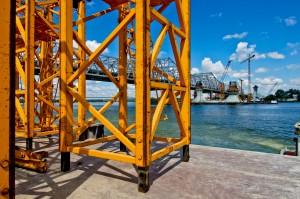 Mast section with Pier Five and the Kennedy Bridge in the background.