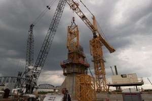Tower Crane at Pier 5 of Ohio River Bridges Project as the erecting of the tower crane begins. #2